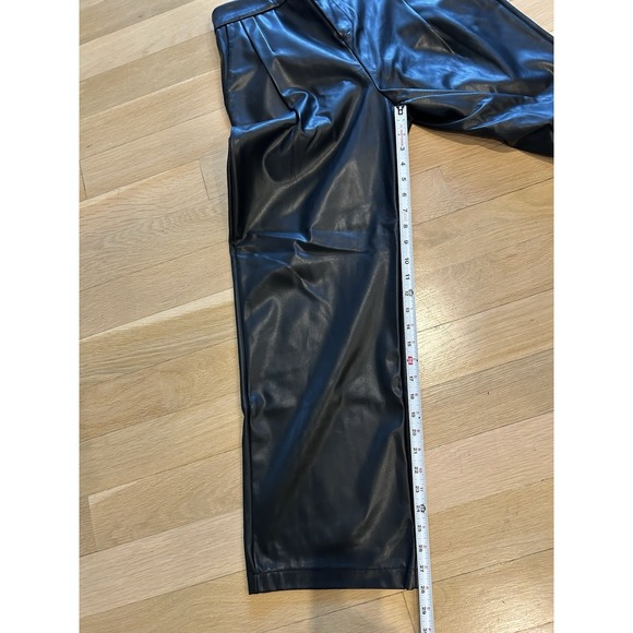 ZENANA Black Faux Leather Single Pleated High Waisted Wide Leg Pants L Large - Picture 11 of 14